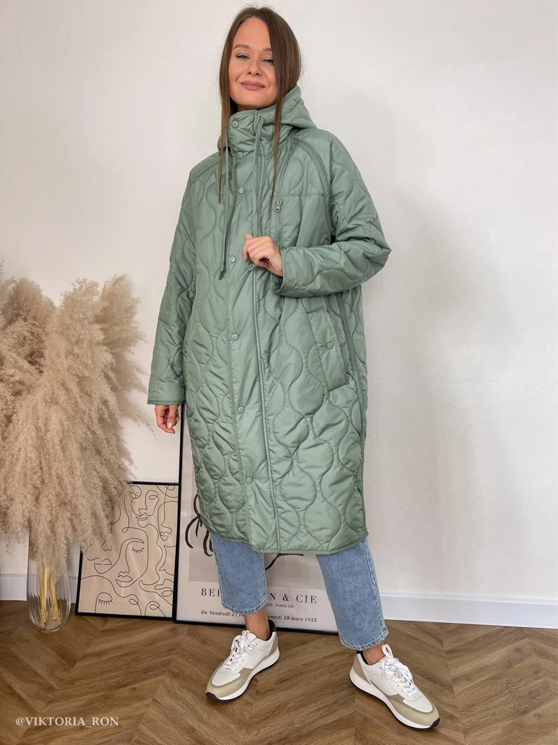 New Autumn Winter Vintage Green Women's Parka Jacket Coat