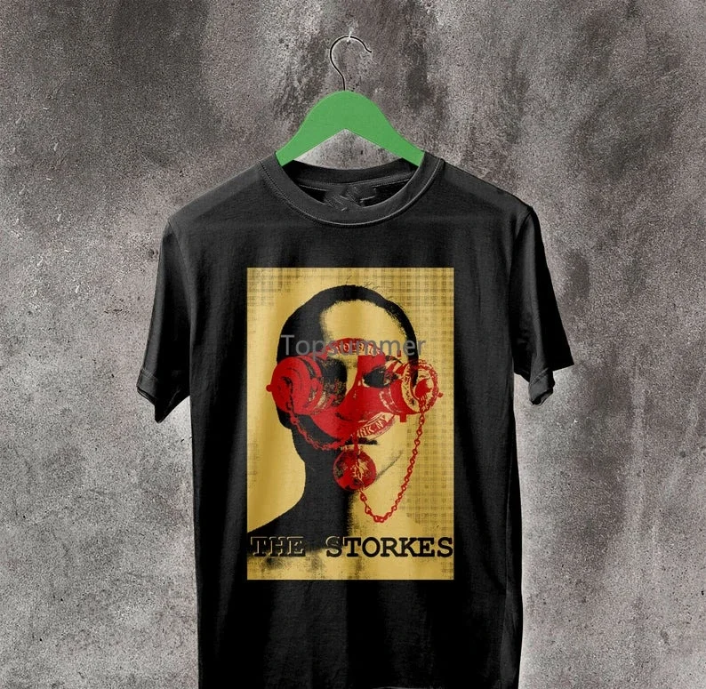 

Хлопковая черная классическая мужская и женская рубашка с надписью The stroke Best Music Band 2A153