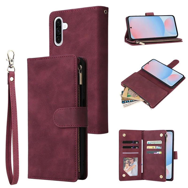 Premium Flip Leather Phone Case with Zipper Wallet and Card Holder