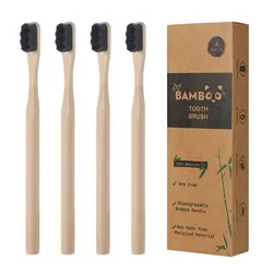 Eco-Friendly Biodegradable Bamboo Toothbrush with Ultra Soft Bristles (4-pack)