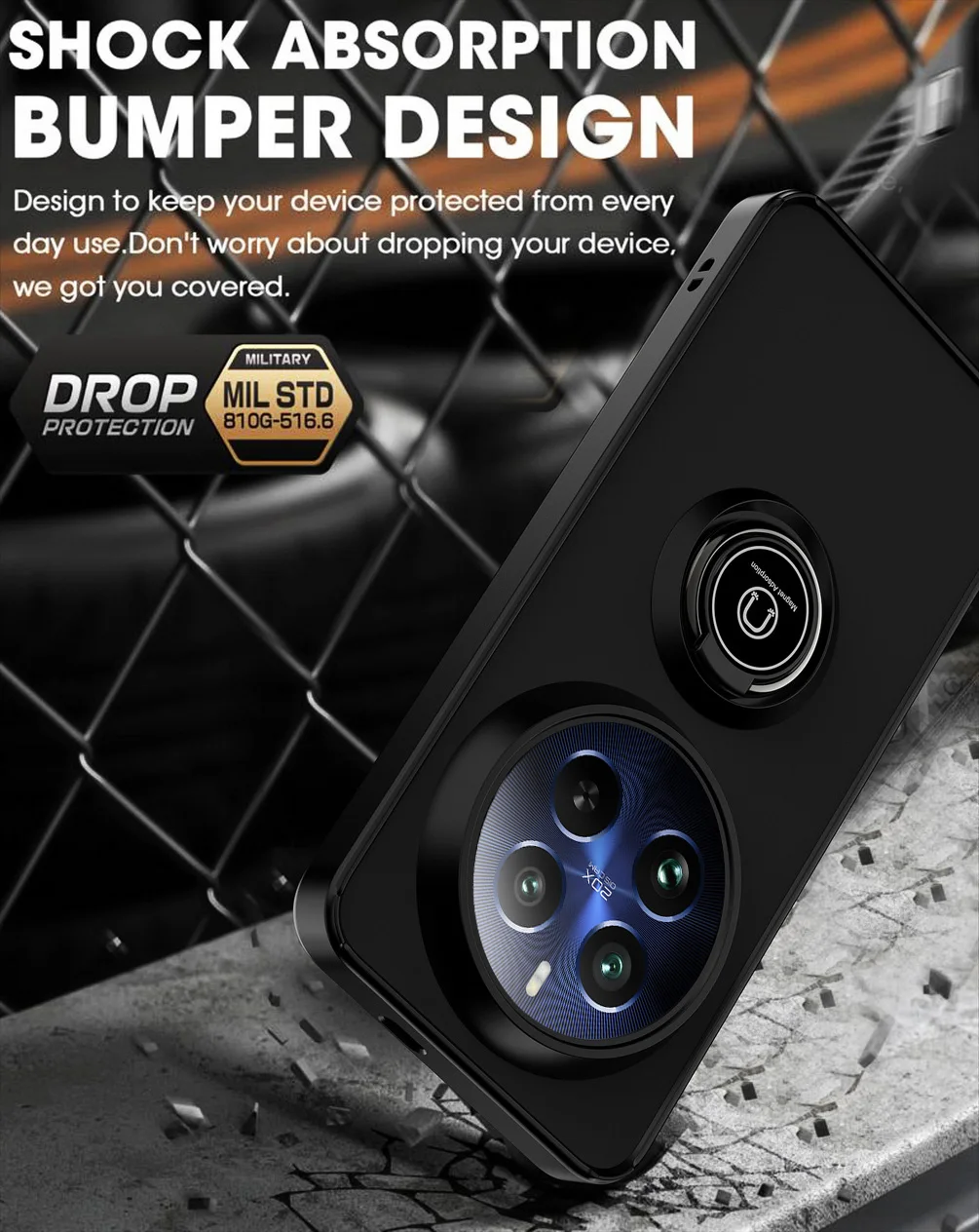 Rotatable Bracket Phone Case with Finger Ring and Car Holder Feature
