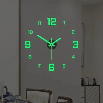 Orologio da parete luminoso 3D senza cornice in acrilico Orologio digitale fai da te Adesivi murali Orologio muto per soggiorno Camera da letto Decorazione da parete per ufficio 1