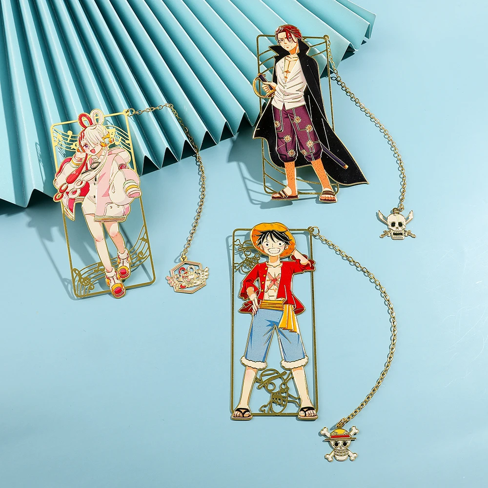 Фото Одна штука Luffy Shanks Uta Book Mark аниме латунный металлический брикет подарок для влюбленных коллекция поклонников канцелярские принадлежности Школьные принадлежности №3