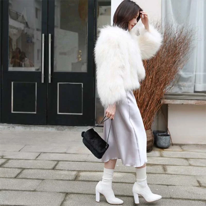 High Quality Women's Diagonal Cross Bag 100% Mink Fur High-end Banquet Handbag Trend Fashion Shoulder Bag Charm Temperament Bag