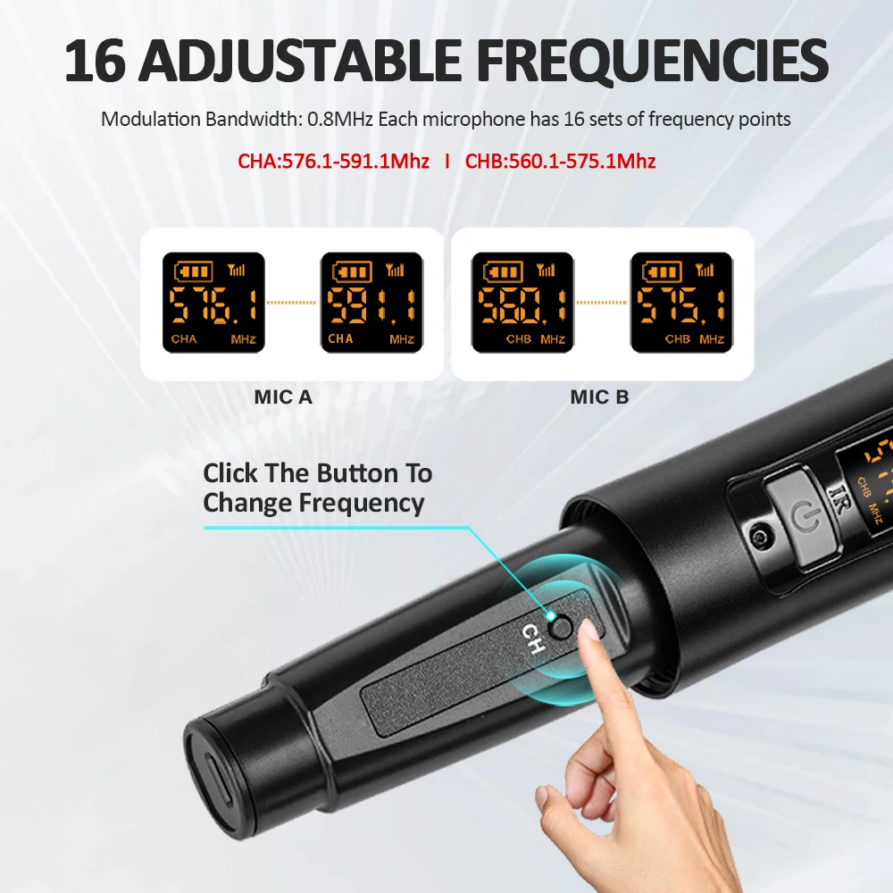 4 Channel Karaoke Audio Mixer Dual UHF Wireless Microphone USB Bluetooth DJ Mixer for Party Computer Studio Recording DGNOG
