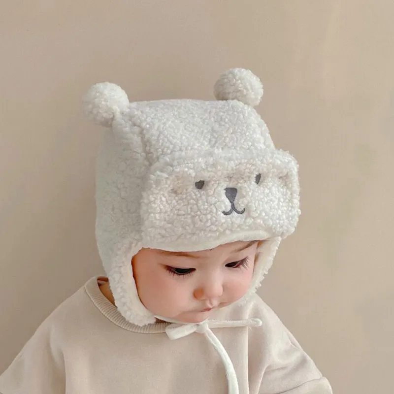 Cartoon Baby Ear Protection Hat Winter Thick Lamb Fleece Earmuffs Cap for Infant Boy Girl Cute Bear Warm Plush Toddler Beanies 5