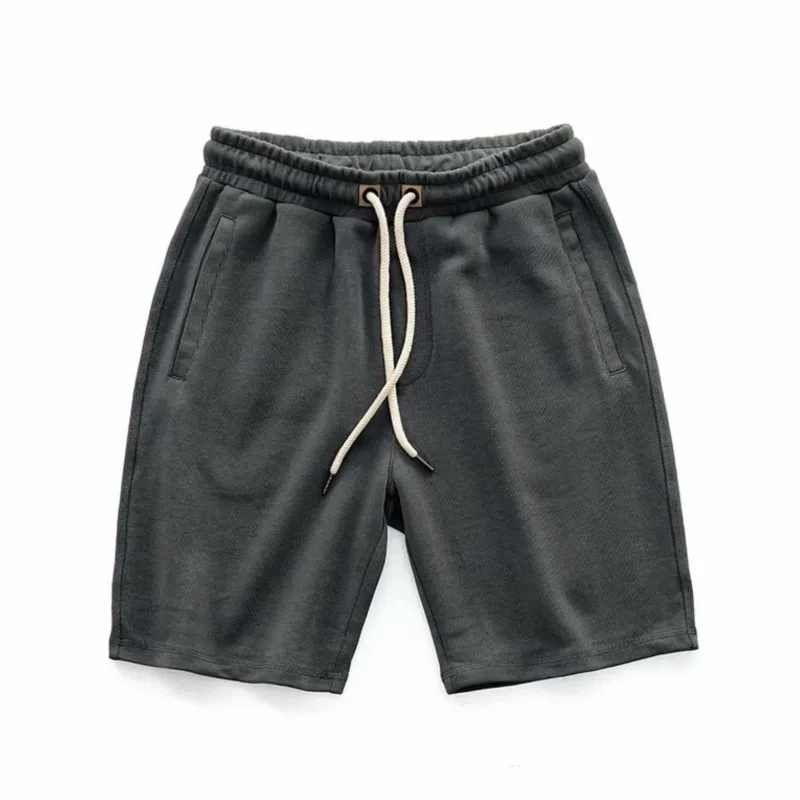 Men's Japanese Retro Cotton Distressed Lazy Elastic Waist Sports Loose Casual Knitted Shorts