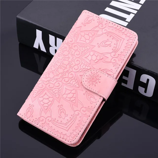 Mandala Flower Flip Case For Samsung Galaxy S8 + S9 S10E S20 S21 FE Note 10 Plus Note 20 Ultra Leather Wallet Cover Phone Coque Pink