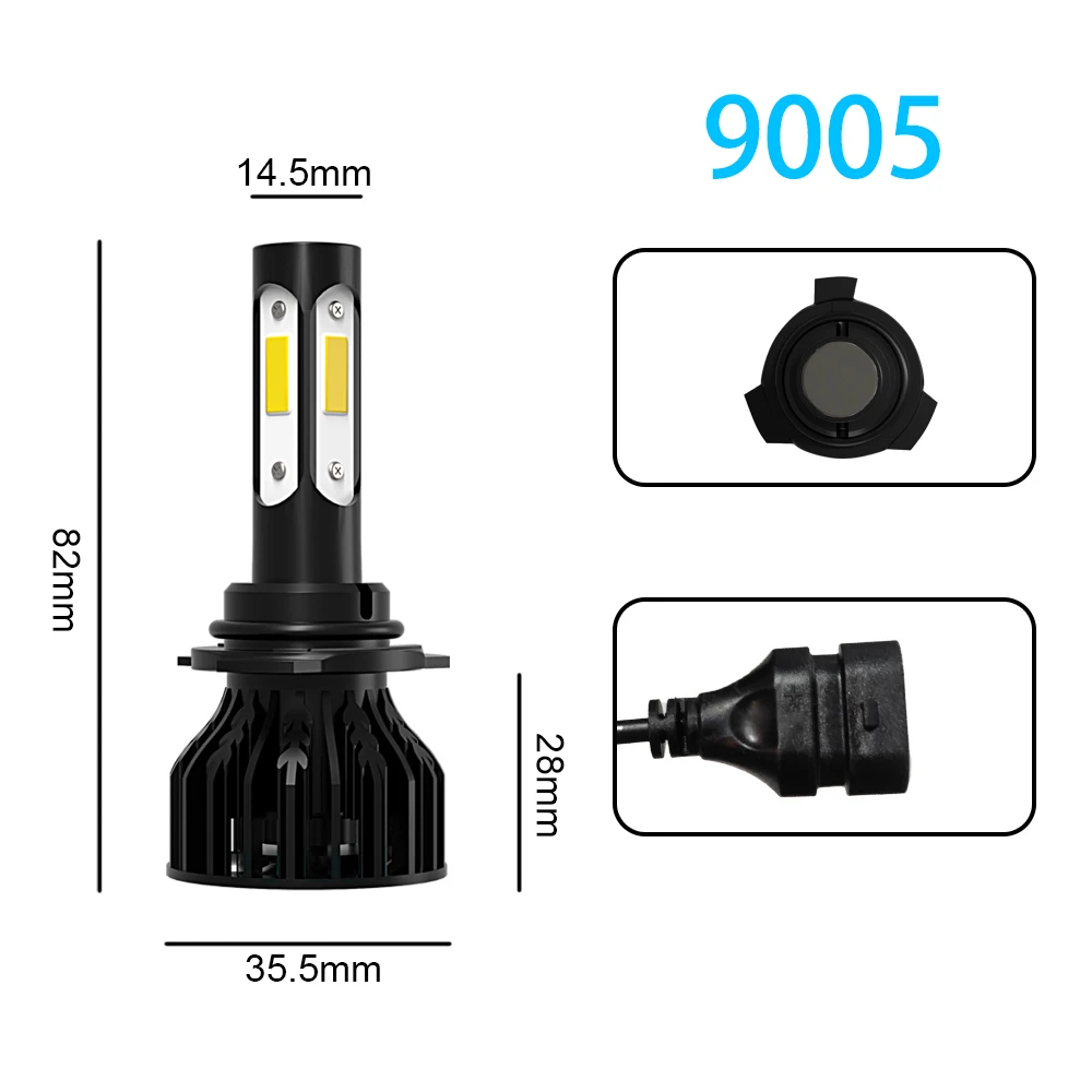 4x LED 9005/HB3 H11 Headlight Bulbs High Low Combo Four-sides Lamps Kit For Honda CR-V CRV 2015 2016 2017 2018 2019 2020 2021