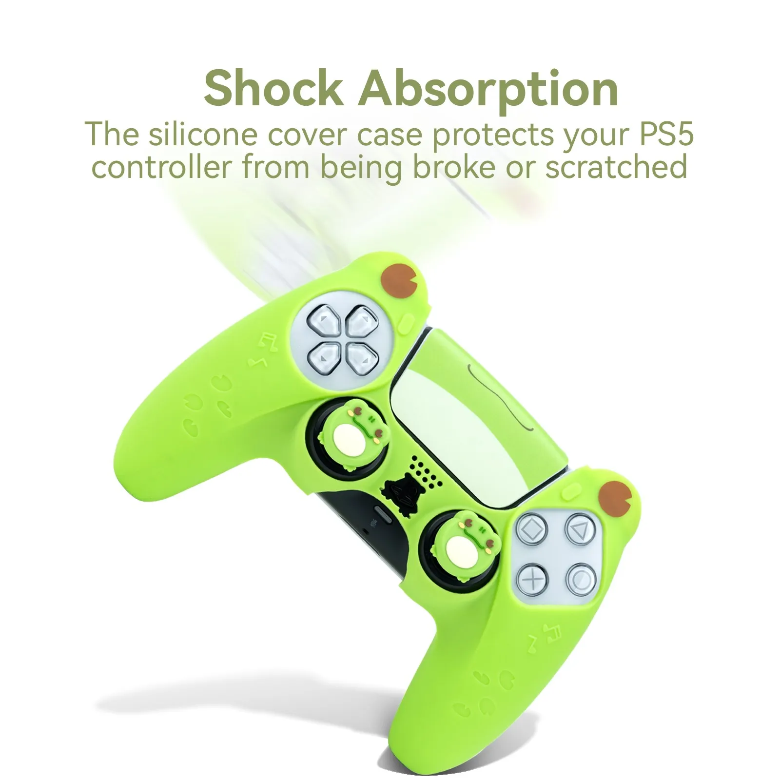 Geekshare Sapo Capa de Silicone Pele para Ps5 Estojo Controlador Concha Protetora Verde para Sony Playstation Acessórios para Jogos Presente - Image 2