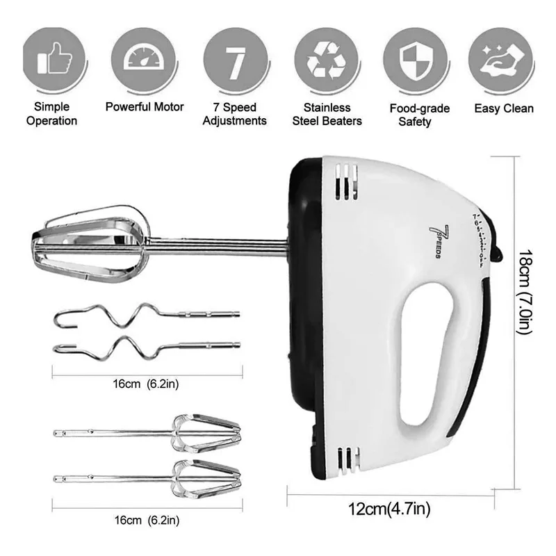 Handheld electric egg beater, household automatic mixer, egg white and cream beater, mini 7-speed white 3