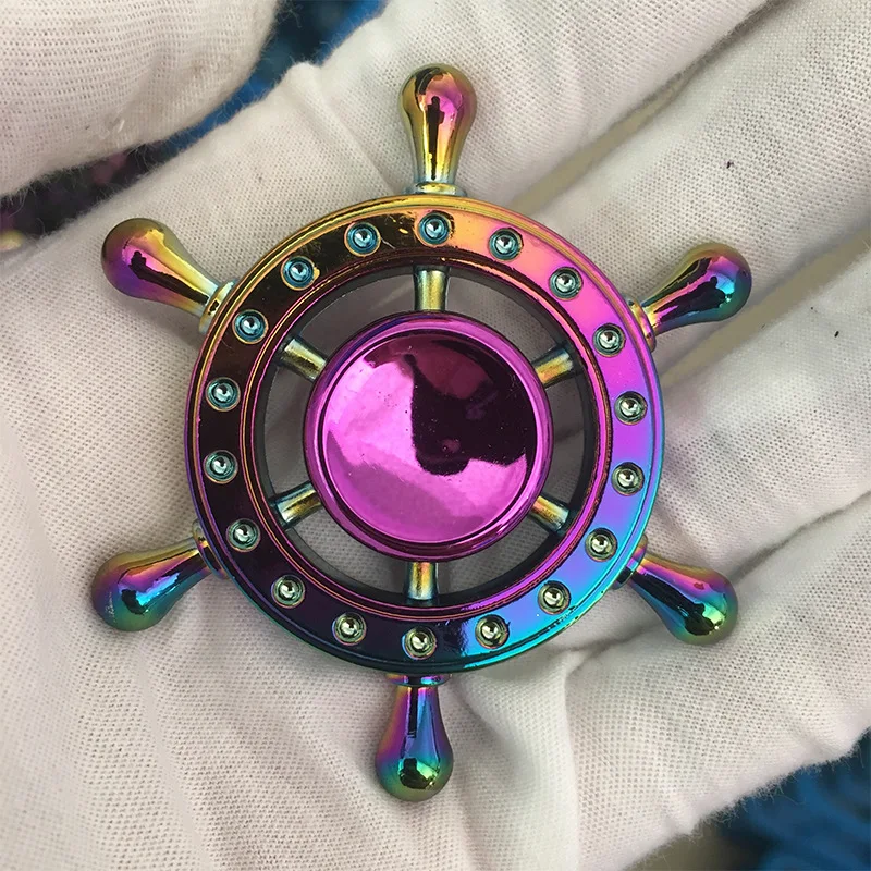 Colorful Fidget Decompression Toy Spinner Finger Spinner Metal Rainbow Color Alloy Metal Anti-Anxiety Toy For Kids Adult 6