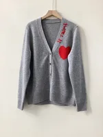 100% Cashmere Female Loose V-Neck Long Sleeve 3 Colors Cardigan Coat Women Heart Shaped Letter Embroidery Sweater Autumn 2023 1