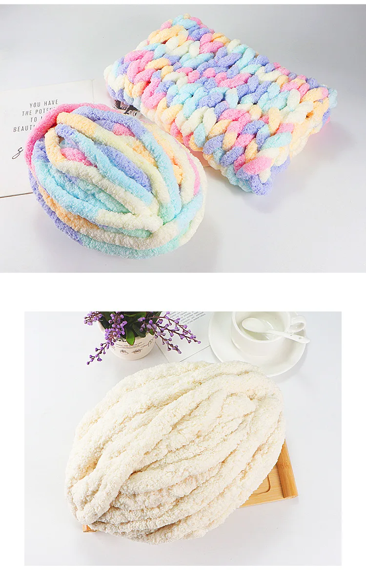 Description Picture 6 of item1ball 250g Thick Ice Bar Yarn Blanket Hand-woven DIY Line Large Chunky Chenille Cushion Pet Nest Line Iceland Scarf Hat Knitting