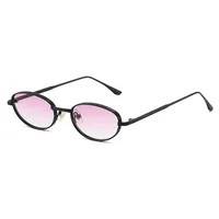 Lunettes de soleil ovales en métal exquises, petite monture personnalisée européenne et américaine, pour hommes et femmes, lunettes de soleil Anti-Uv à la mode 3