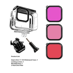 Waterproof Action Camera Case with Anti - Fog Inserts, Tempered Glass Screen Protector, and Floating Hand Grip - Case with 3 Filters