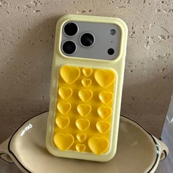 Charming 3D Heart Suction Cup Silicone Case - Shockproof Soft Cover - iPhone 18 Pro Max (Yellow)