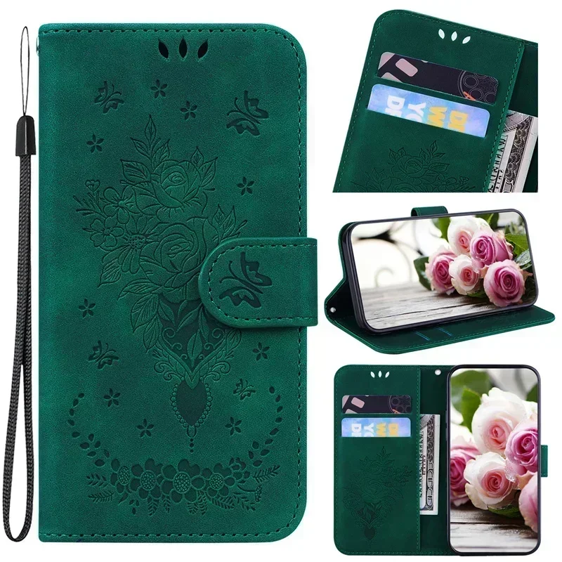 Magnetic Geometric Textile Wallet Book Cover Phone Case