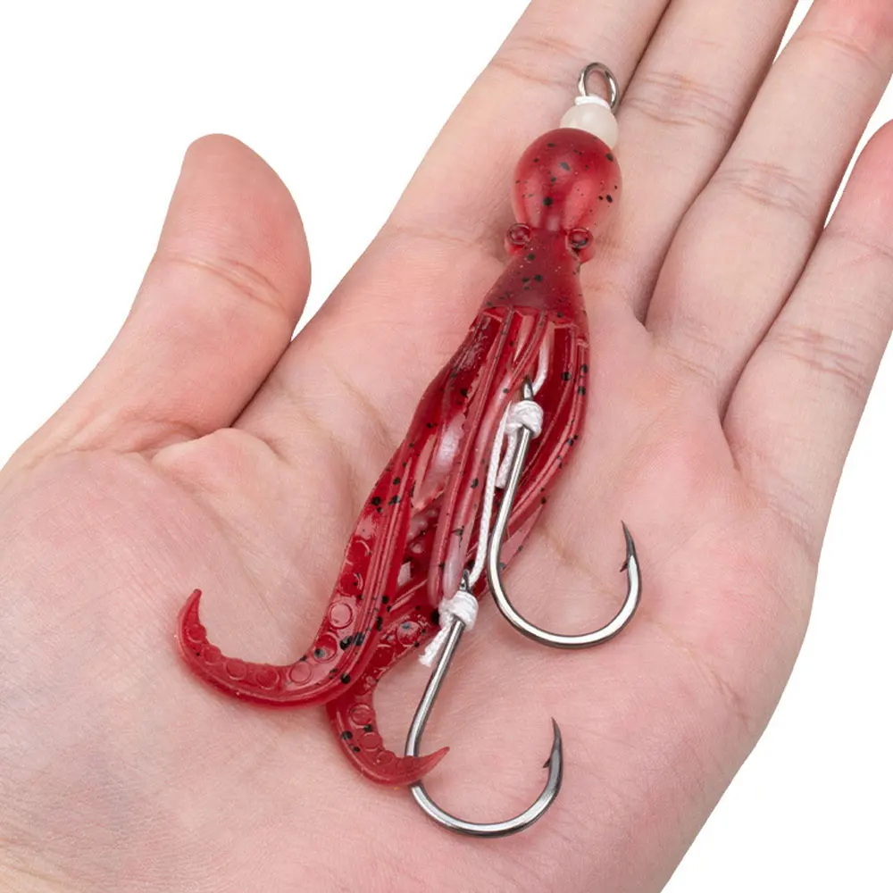 3pcs Soft Squid Bait 5g Luminous UV Octopus Lures TPE Squids Head Jigs Hooks For Deep Sea Boat Fishing Artificial Soft Baits