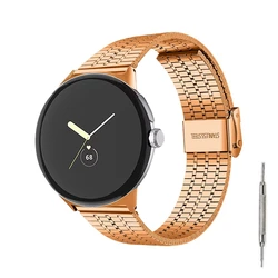 Premium Stainless Steel Seven - Bead Metal Watch Band - Business Style Bracelet Strap - Pixel 2 - 1 41MM (RG)
