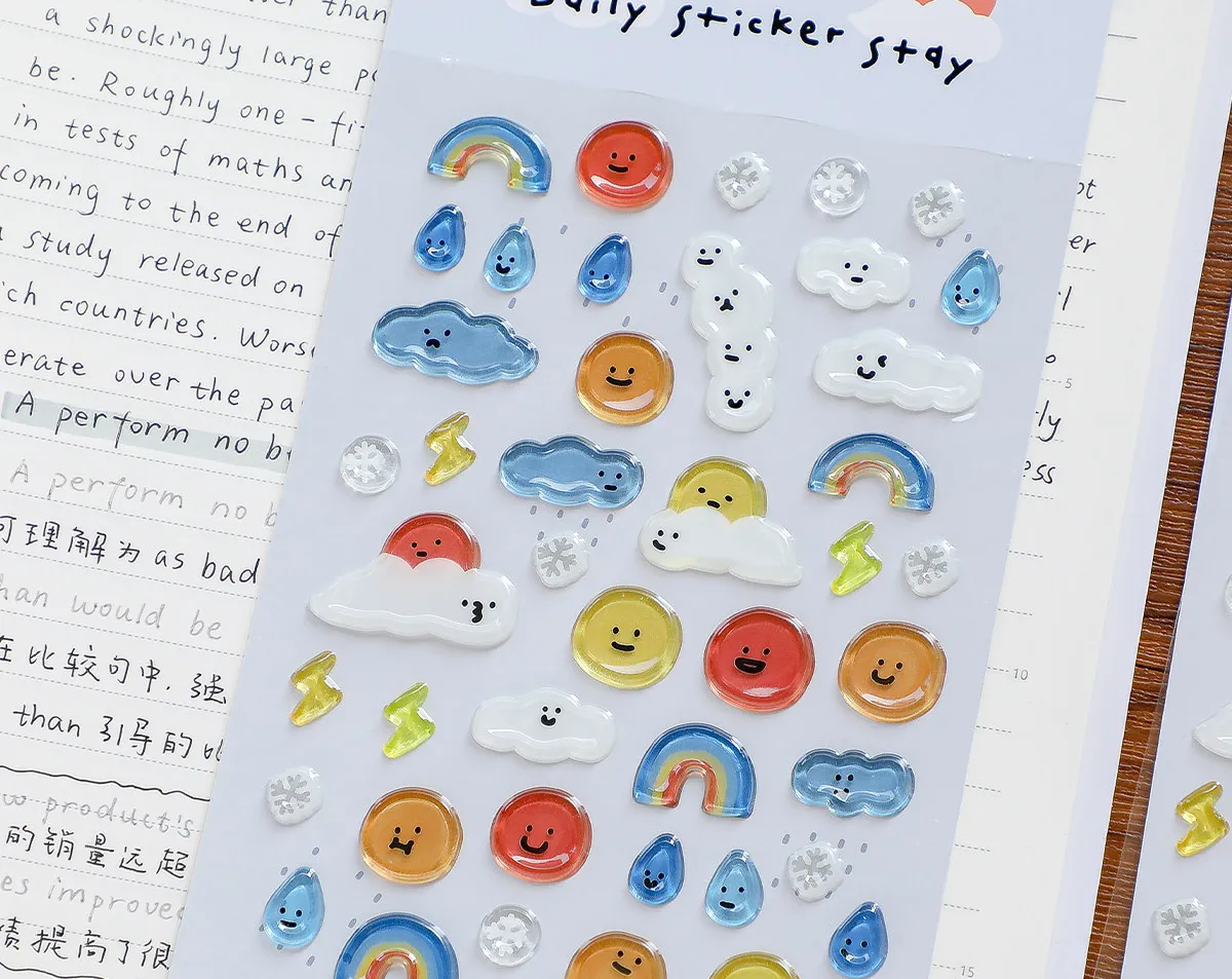 Koreanischer Import BONITO Kreatives Wetter-Symbol Regenbogen-Gelee PVC-Aufkleber Scrapbooking DIY Journal Schreibwaren Aufkleber Geschenk B6139 – Detail 6