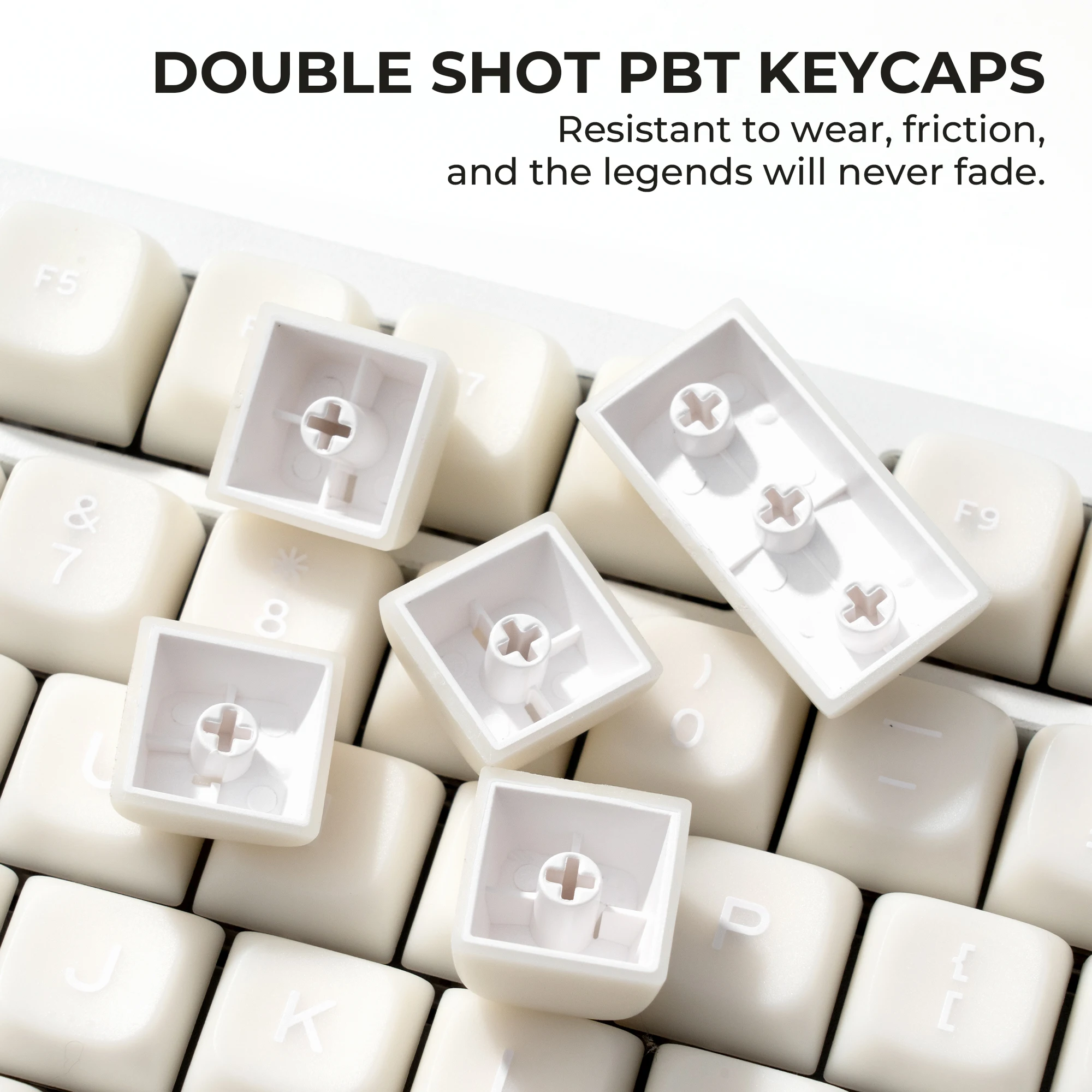 XVX MDA 프로필 White Jade Double Shot PBT 키캡 세트 기계식 키보드 132 키용 키캡을 통한 반투명 샤인
