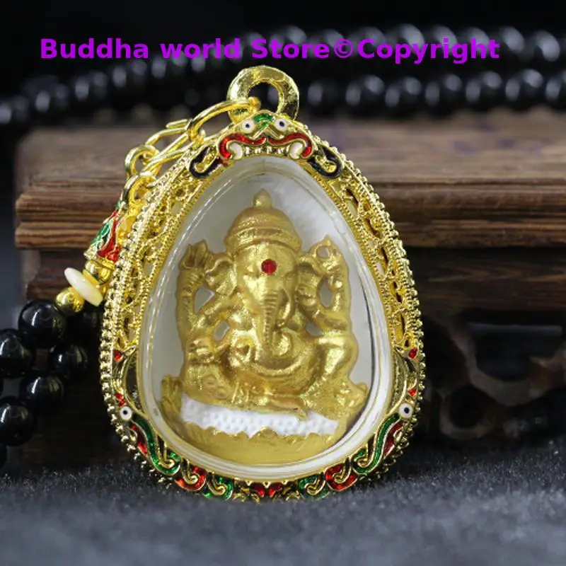 

Asia Thailand Royal temple Buddha card GANESH Elephant God of wealth Pendant Amulet bring fortune GOOD LUCK Effective protection