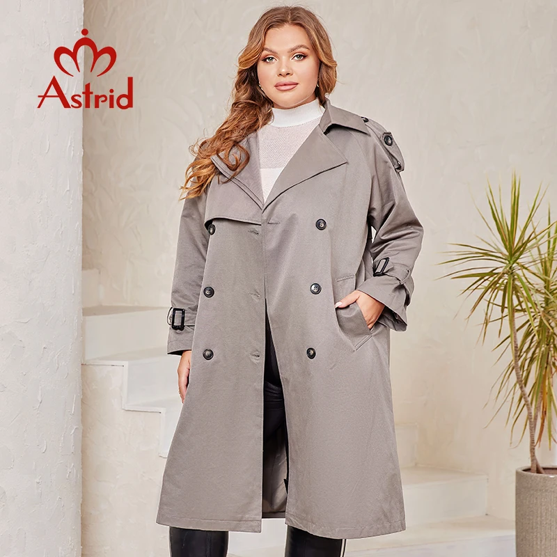 Astrid 2024 Spring Autumn Long Women's Trench Coat Plus Size