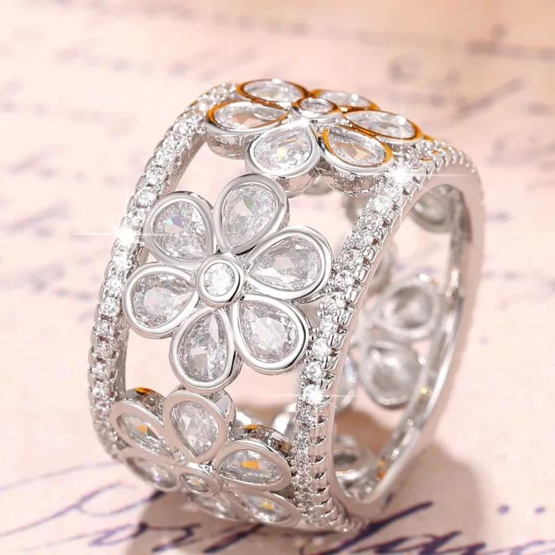 CAOSHI Aesthetic Hollow-out Design Finger Ring Female Party Accessories with Dazzling Zirconia Fancy Jewelry for Anniversary finger rings womens ring jewelry rings ring jewelry