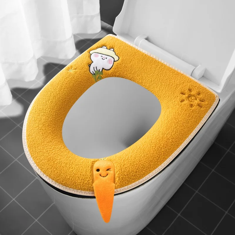 

1 шт. аксессуары для ванной комнаты чехол для унитаза на молнии универсальная подушка для унитаза теплый мягкий чехол для унитаза