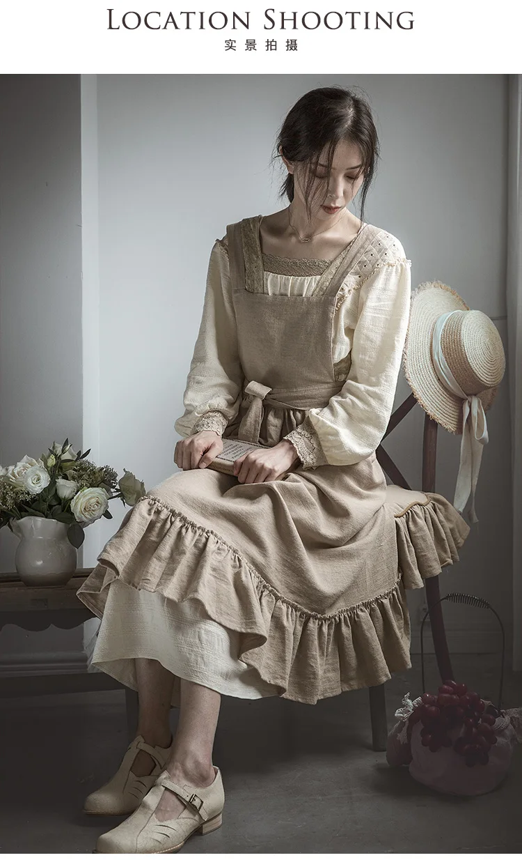 Grembiule Donna Giapponese In Cotone E Lino - Con Tasche, Per Cucina E Giardinaggio - Foto 11