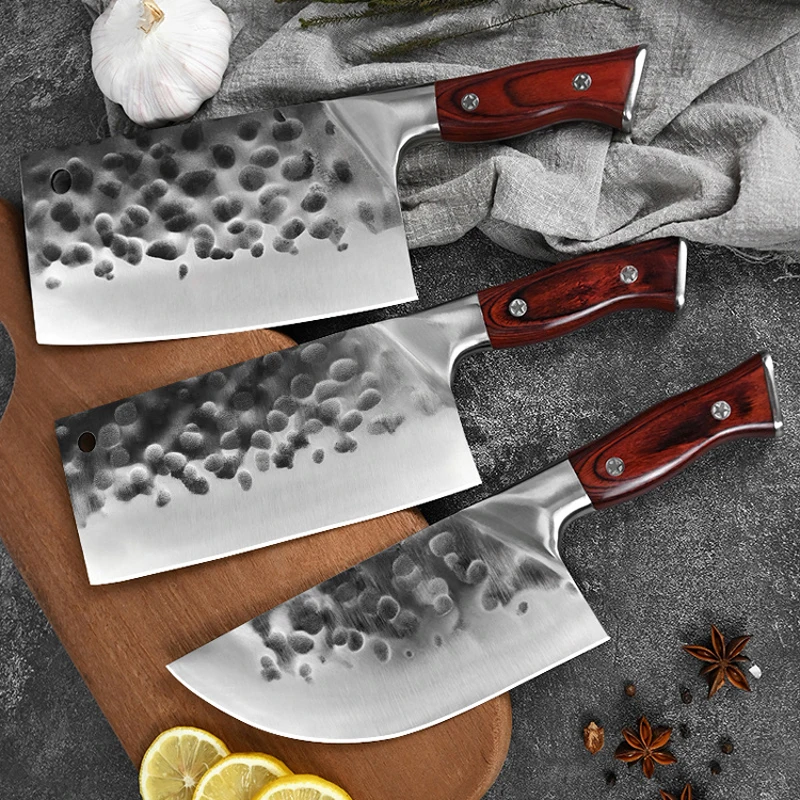 

Forged Kitchen Knives Cleaver Meat Chinese Knife Stainless Steel Butcher Knife Wood Handle Chef Knives Chopping Vegetables Tools