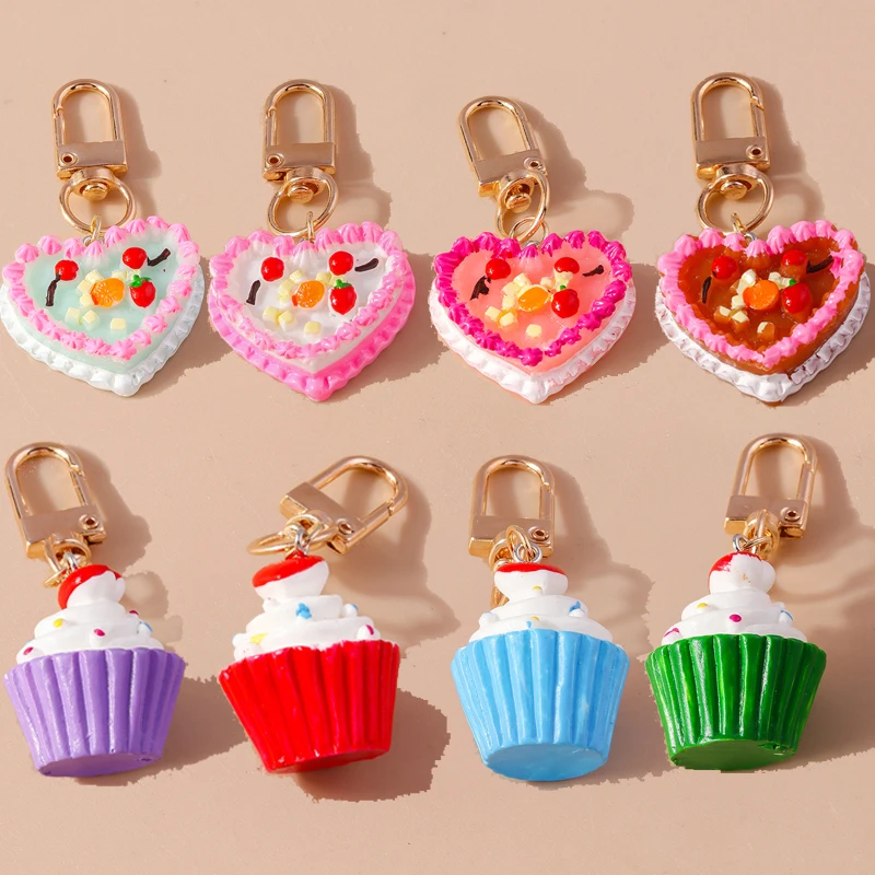 Schöne 3d simulierte Obst kuchen Schlüssel bund Lebensmittel Schlüssel ring Anhänger für Frauen Mädchen Handtasche Dekor DIY Kinder schmuck Geschenke