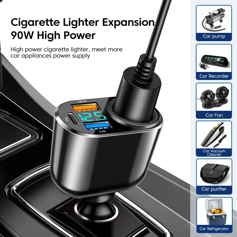 Olaf 66W 3 Ports USB C Car Phone Charger QC 3.0 Fast Charging PD Type C for iPhone Huawei Sumsung Xiaomi