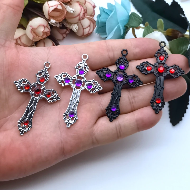 5 stücke 55x36mm gotische kreuz punkt diamant legierung tibet drop ohrringe antike schmuck machen diy handgemachte schmuck