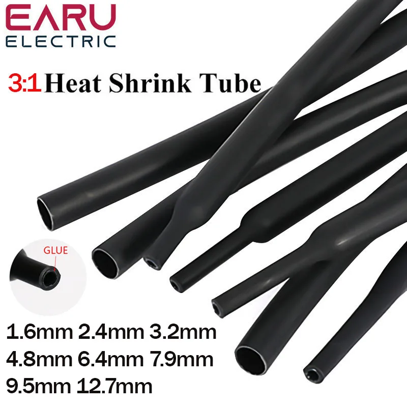 

1M 1.6/2.4/3.2/4.8/6.4/7.9/9.5/12.7 mm Dual Wall Heat Shrink Tube Thick Glue 3:1 Shrinkable Tubing Adhesive Lined Wrap Wire Kit