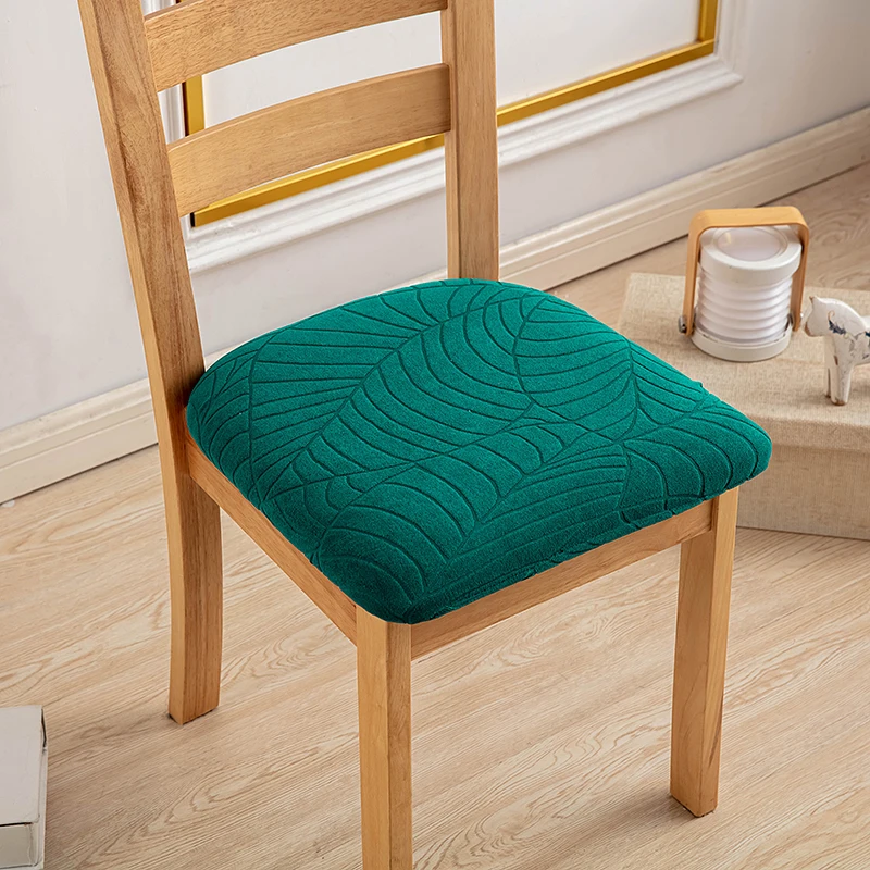 1PC Waterproof Dining Room Chair Cover Seat Covers Jacquard Solid Color Removable Washable Elastic Cushion Covers For Home Hotel 5
