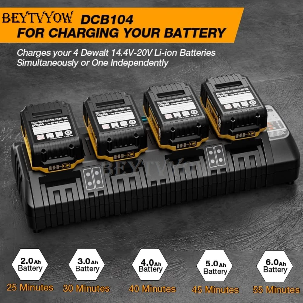 20v Max Battery Rapid Meanwhile Charger 6-Ports,for Dewalt 20V/60v