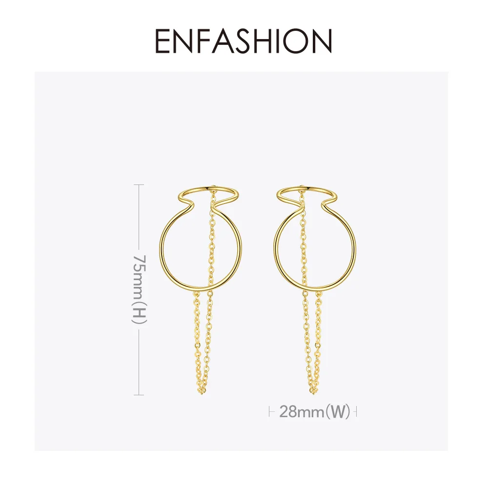 ENFASHION Curve Line Ear Cuff Clip On Earrings For Women Gold Color Big Earcuff Earings Without Piercing Jewelry Kolczyki E1124