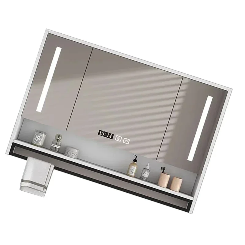 Nordic Smart Bathroom Mirror Cabinet Wall Mounted Anti-fog Mirror Cabinet Backlight Storage Shelf Simple Home Furniture FYBC