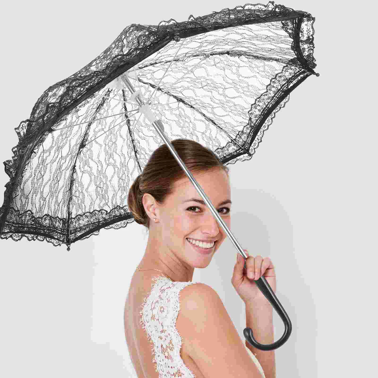 Lace Umbrella Wedding Bridal Pink Flowers Photo Prop Performance Lady Photography White Decor Crafted lace umbrella