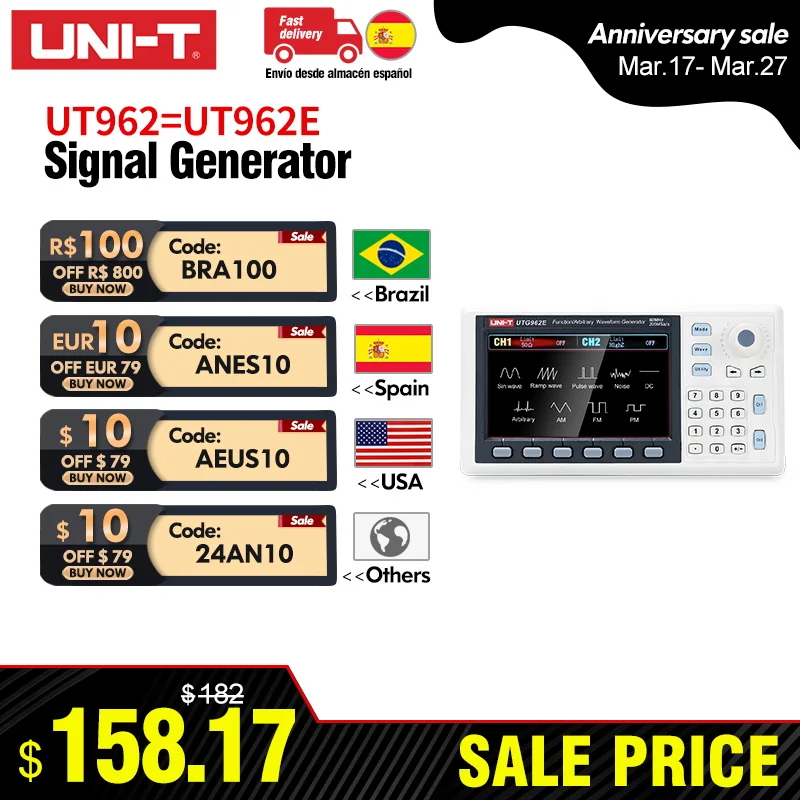 UNI-T-UTG932-UTG962-Funktion-Arbitrary-Waveform-Generator-Signal-Quelle ...