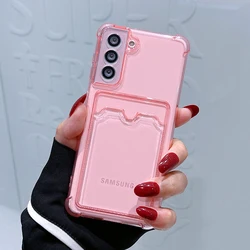 Sleek Card Wallet Phone Case with Transparent Design - A54 5G (Pink)