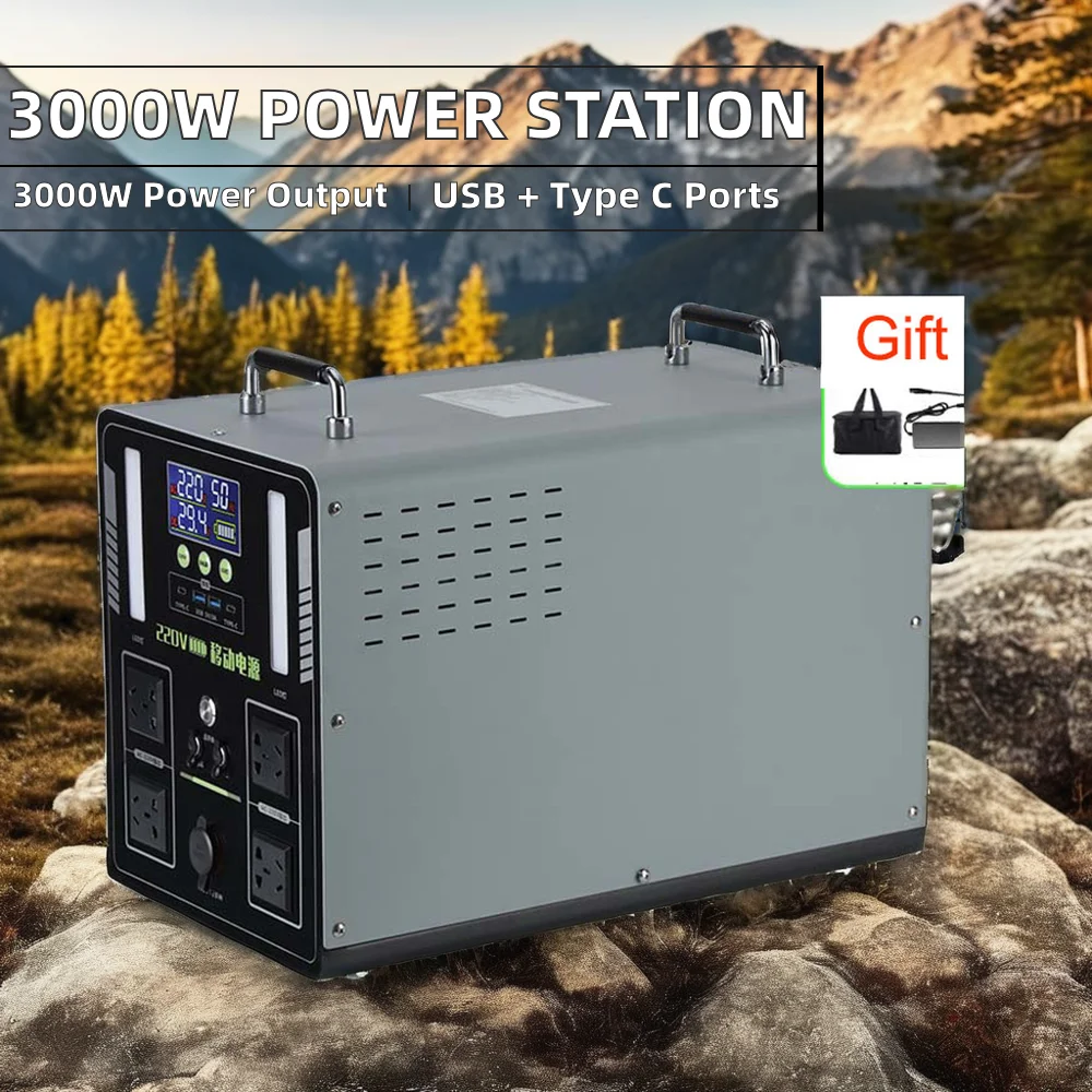 YYHC-Portable 3000Watts Electric Power Station 110v 220v Solar Car Lithium Battery Camping Portable Charger 3000W Supply Generat