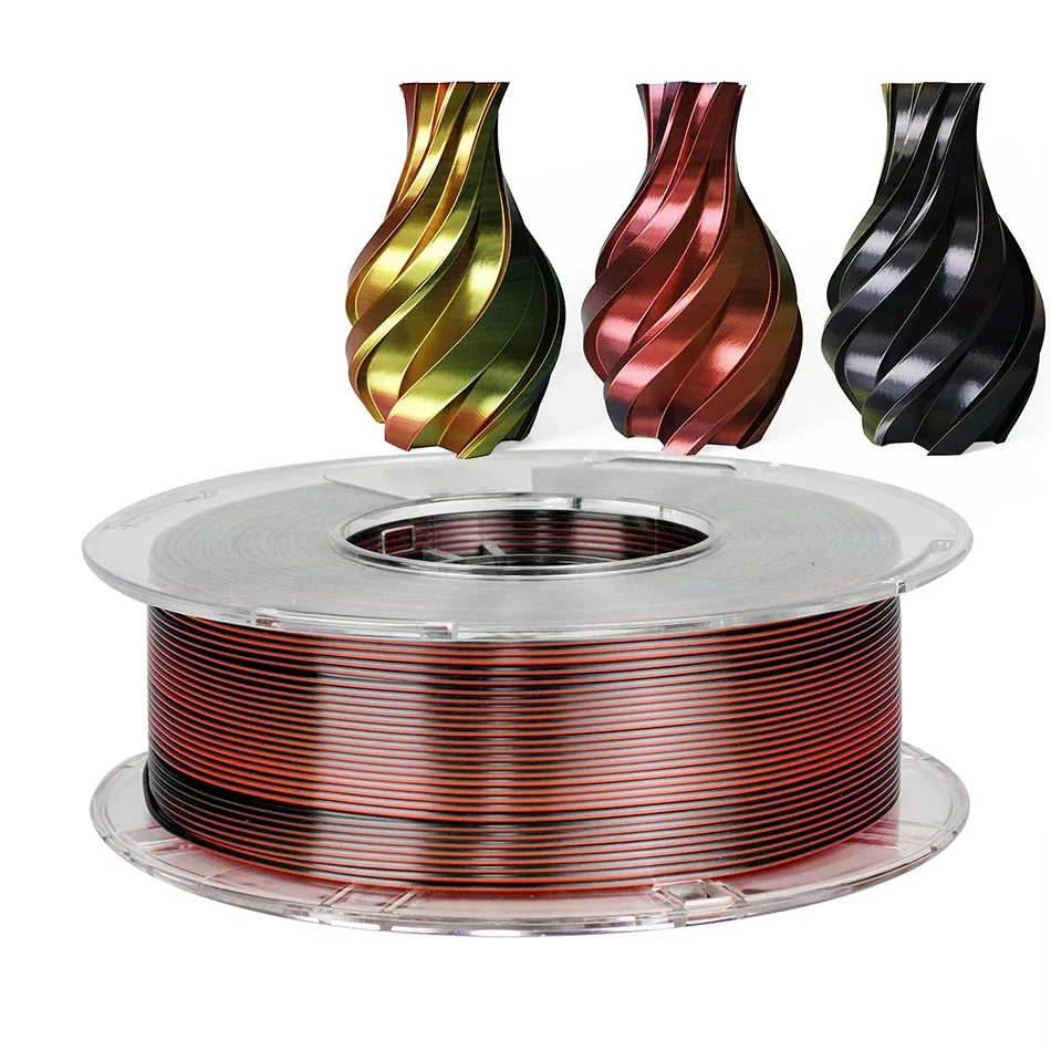 실크 PLA 3D 프린터 필라멘트 승화 제품, 플라스틱 소재, 3D 인쇄 실크 트라이 컬러 pla 95A, 250g, 1.75mm, 0.25Kg