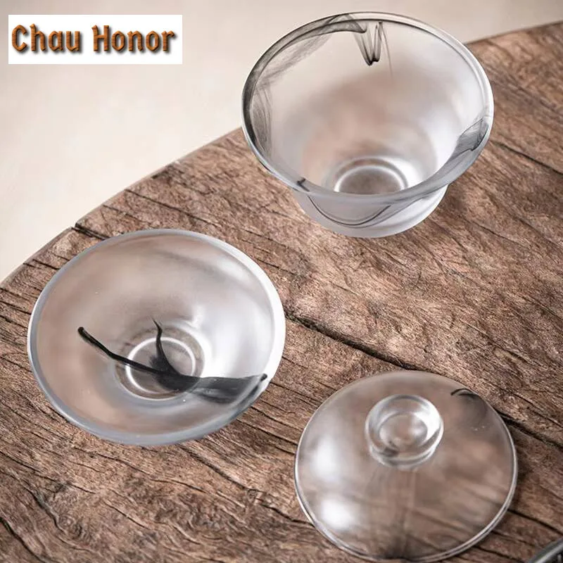 High-end Heat Resistant Glass Ceramic Sancai GaiWan Chinese Kungfu Teaset Master Cup Household Tea Ceremony Drinkware Customized
