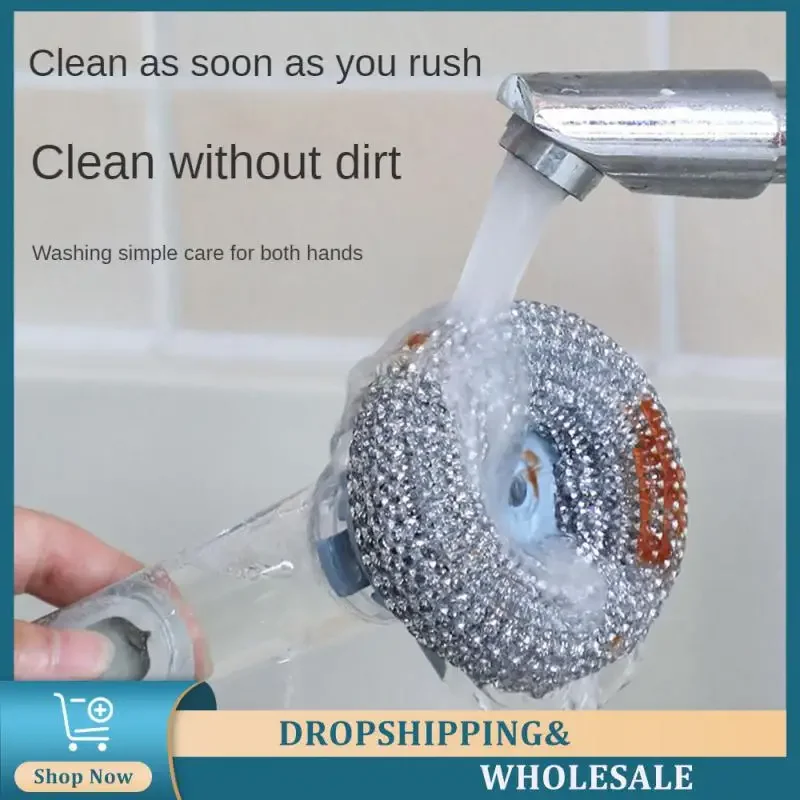 

Kitchen Cleaning Brush with Long Handle Washing Up Brush with Detergent Dispenser Dish Brushes Wipes Dispenser