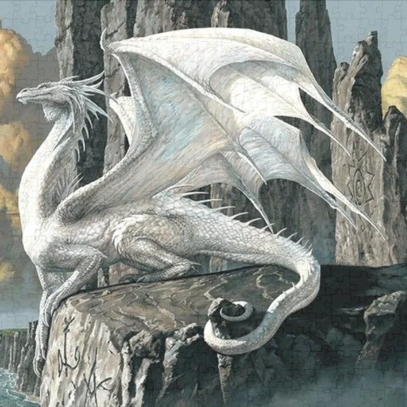 70*100cm 2000pcs Advanced Paper Jigsaw Puzzles White Dragon Animal Painting Stress Reducing Blazing with Color Christmas Gifts 4