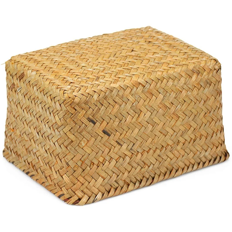 Seagrass Storage Basket, Multisize Handmade Rattan Shelf Baskets & Home Storage Bins Baskets for Decoration