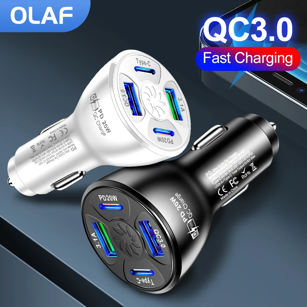 Автомобильное зарядное устройство Olaf USB C QC 3 0 тип PD 20 Вт быстрая зарядка